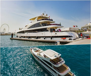 Dubai Harbour Superyacht Experience with Live station & Drinks Boat Tours and Cruises